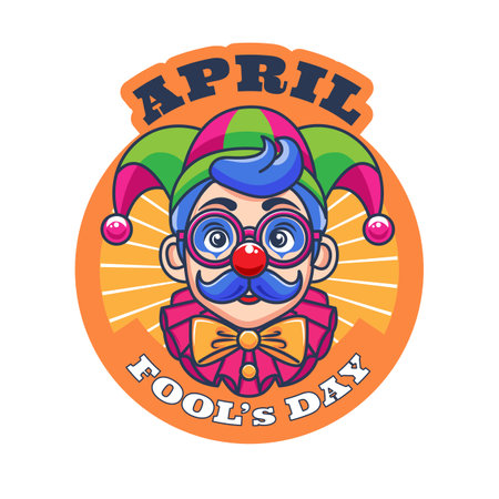 April fool's day, Clown Character, Colorful vector illustration, flat design bannerのイラスト素材