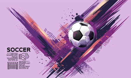 Soccer Template design , Football banner, Sport layout design, Sketch, Drawing, vector ,abstract background, purpleのイラスト素材