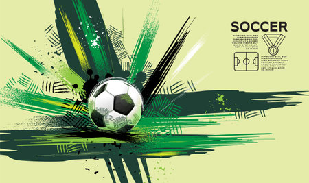 Soccer Template design , Football banner, Sport layout design, Sketch, Drawing, vector , abstract background  , greenのイラスト素材