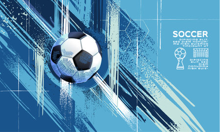 Soccer Template design , Football banner, Sport layout design, Sketch, Drawing, vector ,abstract background, blueのイラスト素材