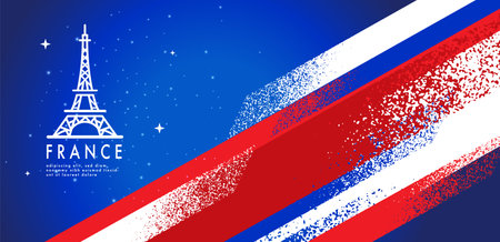 Background Sport, grunge Texture, France Flag, eiffel tower,Illustration vectorのイラスト素材