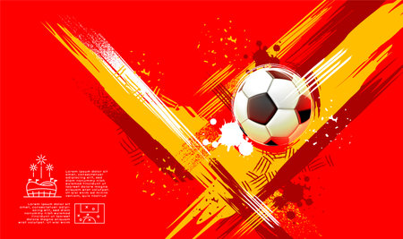 soccer banner template , Spain flag, Brush texture grunge, football cup, illustration vectorのイラスト素材
