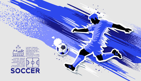 Soccer Template design , Football banner, Sport layout design, Blue Theme, vector illustrationのイラスト素材