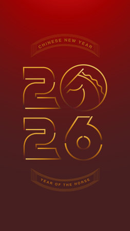Chinese New Year Horse Vertical Illustration