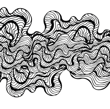 Marine waves on a white background. Water Wave abstract design.black lines on the white background. Hand drawn print. Cosmetics Surf Sport Logotype concept. Aqua backdropのイラスト素材
