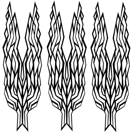 Concept for organic products, harvest and farming, grain, bakery, healthy food. Pattern of stylized wheats ears and wheat design elements, organic wheats local farm fresh foodのイラスト素材