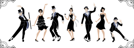 Charleston Party. Gatsby style set.のイラスト素材