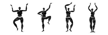 African woman dancing.Black woman vector body.Tribe decor art.Africa fashion.Ethnic diversity women.body positive beauty.Simpleのイラスト素材