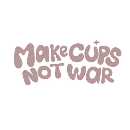 Hand-drawn lettering for pottery school.Decoration speech bubble.Expression for wall and t-shirt. doodle emblem isolated. gentle color.Hobby decorative symbol sticker.make cupのイラスト素材