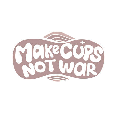 Hand drawn lettering for pottery school.Decoration speech bubble.Expression for wall and t-shirt.doodle emblem isolated.gentle color.Hobby decorative symbol sticker.のイラスト素材