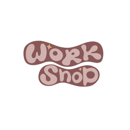Hand-drawn lettering for pottery school.Decoration speech bubble.Expression for wall and t-shirt.doodle emblem isolated.gentle color.Hobby decorative symbol sticker.work shop printのイラスト素材