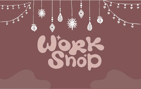 Pottery house and studio.background for announcement and timetable.frame with lettering.Hand made ceramic poster.decoration for wall.hobby handcraft master.work shopのイラスト素材