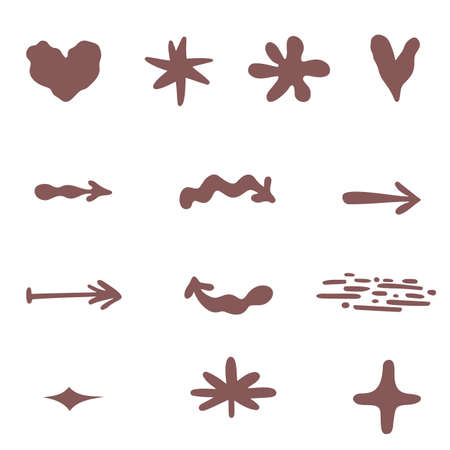 Update in progress.icon Indian boho arrow.paint brush stroke.hand drawn heart vector minimalist.Star doodle set.abstract simple style.web icon element.のイラスト素材
