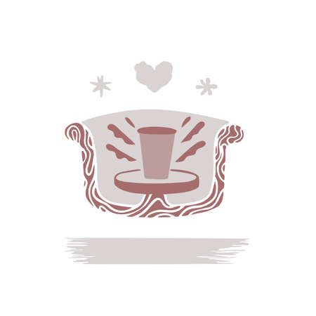 Pottery making.art ceramic workshop.Pot silhouette.Flat vector minimalist style.Hand made studio poster.decoration for wall.hobby handcraft master. background for web or schoolのイラスト素材