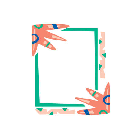 Hand drawn various shapes and doodle objects. Abstract contemporary modern trendy vector illustration.Template frame for web.Photo border.Ornament decor collage.geometry decor card. post cardのイラスト素材