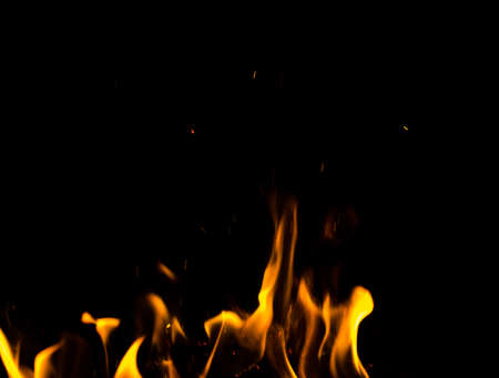 fire flames with sparks on a black background