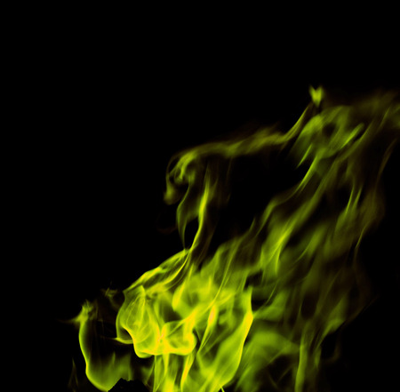 green fire at nightの写真素材