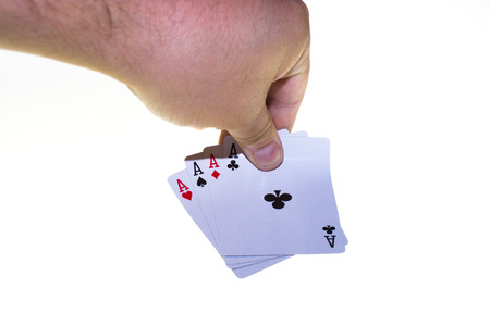 ace in hand on a white background