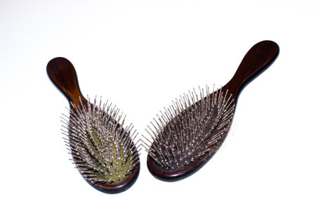 Dirty comb with hairの写真素材