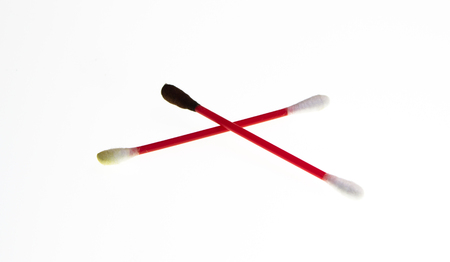 Dirty sticks for cleaning the earsの写真素材
