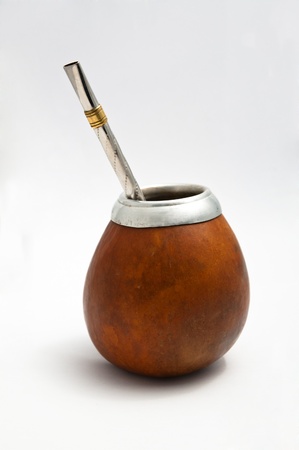 Isolated argentinian cup for drinking traditional tea (mate)の写真素材