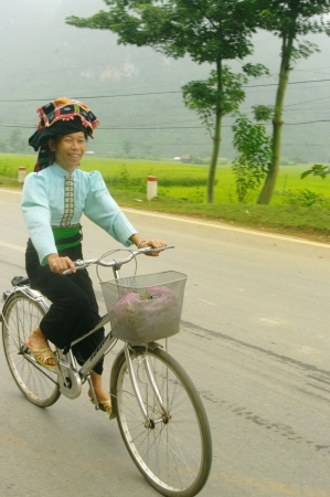  Ethnic Thai woman cyclingのeditorial素材