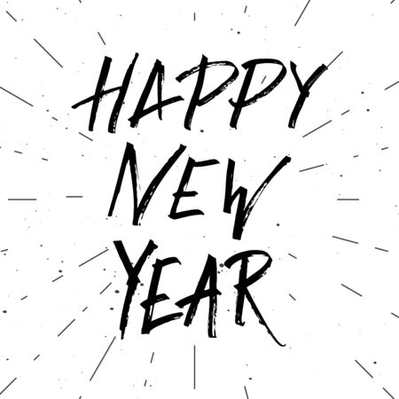 Happy 2017 New Year, Vector Modern Holiday Greeting Card, Lettering Composition With Light Rays.のイラスト素材