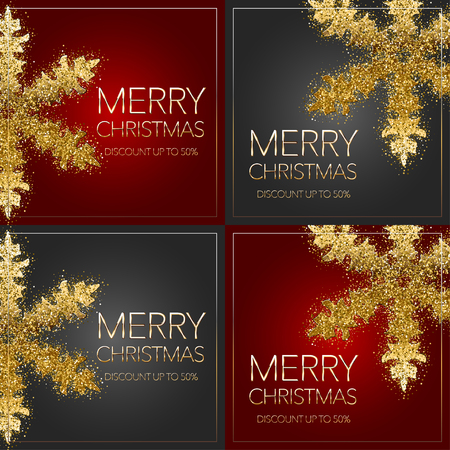 Merry Christmas Glittering Snowflake Vector Design. Discount Holiday Banner.のイラスト素材