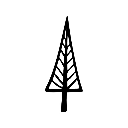 Hand drawn ecological green icon tree. Nature simple sticker. Hand drawn simple environmental vector illustration.のイラスト素材