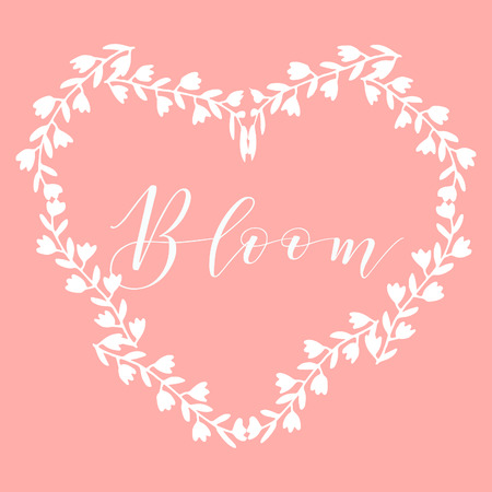 Floral Frame or Monogram Hand Drawn Element. Doodle Branches Border Illustration for Wedding Invitations, Greeting Card or Restaurant Menu. Hipster Hand Made Logo Design Template.のイラスト素材