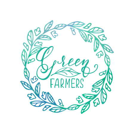 Floral Frame or Monogram Hand Drawn Element. Doodle Branches Border Illustration for Wedding Invitations, Greeting Card or Restaurant Menu. Hipster Hand Made Logo Design Template.のイラスト素材