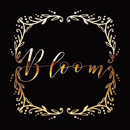 Floral Frame or Monogram Hand Drawn Element. Doodle Branches Border Illustration for Wedding Invitations, Greeting Card or Restaurant Menu. Hipster Hand Made  Design Template.のイラスト素材
