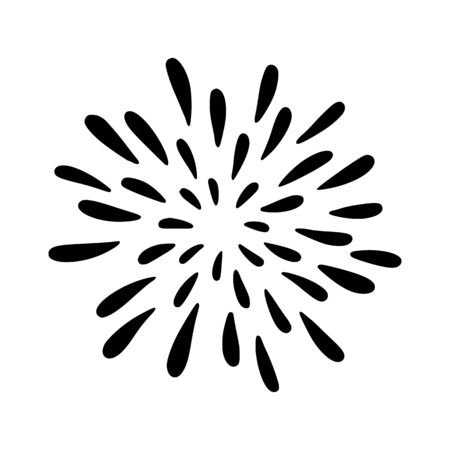 Vector Doodle Sun rays or Starbursts. Hand Drawn Circle Design Black and White Elements.のイラスト素材