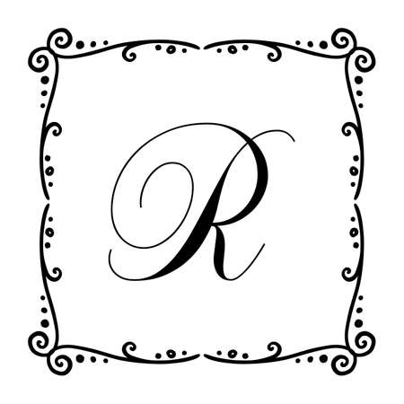 Beautiful Vintage Monogram Frame. Vector Ornate Calligraphic Design Element.のイラスト素材