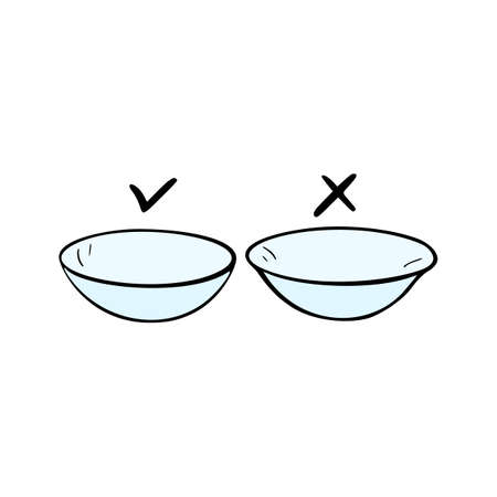 Contact lenses health care vector illustration. Ophthalmology cartoon icons set.のイラスト素材