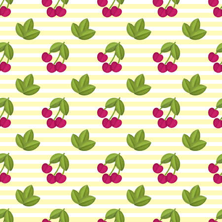 Fresh Cherry Hand drawn Seamless Pattern design. Red Cherry Berry creative surface texture for...