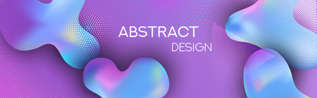 Liquid gradient shapes design template. Banner or brochure vector mockup.のイラスト素材