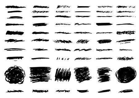 Grunge brushes vector hand drawn set.のイラスト素材