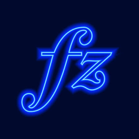 Musical Signs Neon Vector Icons Set. Musical Clef, down beat, sforzando, forte, piano signs.のイラスト素材