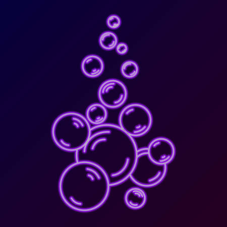 Effervescent bubbles neon isolated sign. Illuminated fizz vector design template.