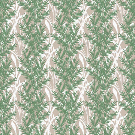 Doodle herbs and plants seamless pattern. Organic textile and wrapping paper background. Seamless texture with nature elements.のイラスト素材