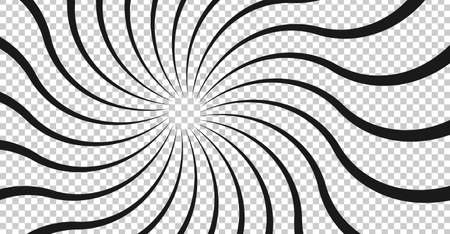 Comic book explosion effect on transparent background. High speed mockup with black pop art rays. Vintage anime book speed lines frame.のイラスト素材