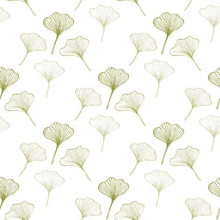 Ginkgo biloba hand drawn seamless pattern. Textile and wrapping paper designのイラスト素材
