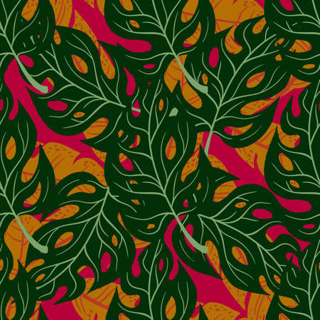 Tropical Leaves Hand drawn Vector Textile Seamless Pattern Design.のイラスト素材