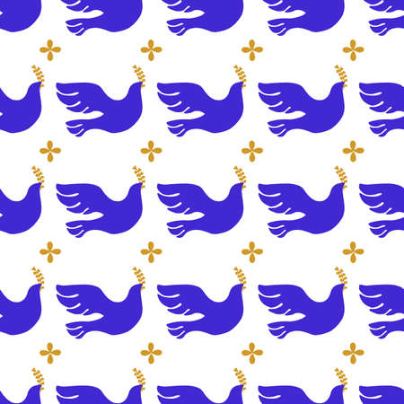 Bird of Peace Ethnic Textile Seamless Pattern. No war seamless background.のイラスト素材