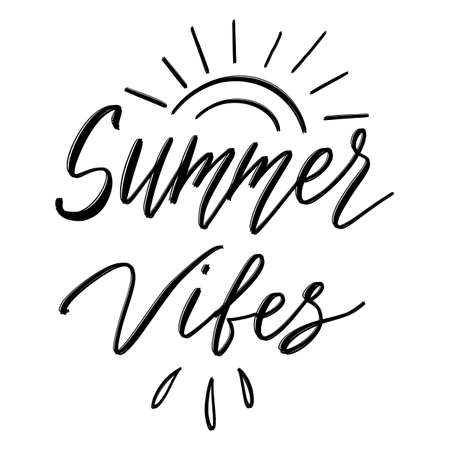 Summer vibes, Hand drawn Summer Lettering for Print, Greeting cards, apparel design.のイラスト素材