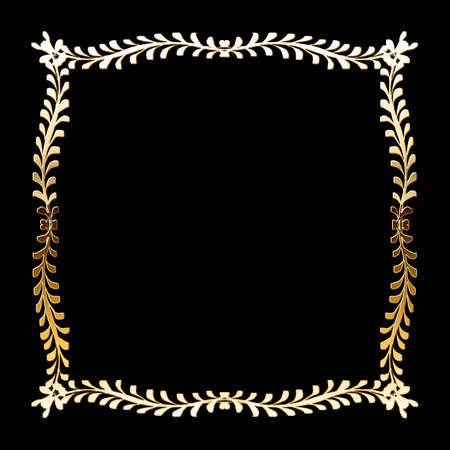 Vector luxury golden frame. Ornamental shiny gold decorative design element.のイラスト素材