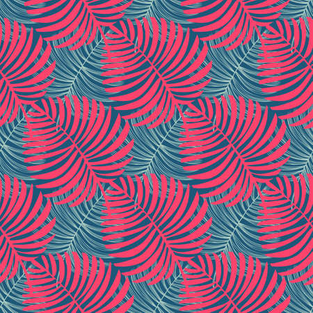 Vector Tropical Leaves Hand drawn Seamless Pattern. Paradise Botanical Textile or Wrapping paper and Wallapaper Surface Design.のイラスト素材
