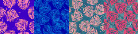 Vector Tropical Leaves Hand drawn Seamless Pattern. Paradise Botanical Textile or Wrapping paper and Wallapaper Surface Design.のイラスト素材