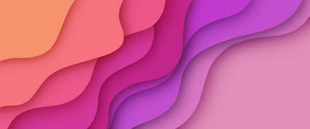 Abstract paper cut nature background. Simple minimalistic layered design with candy colors paper cuts.の写真素材